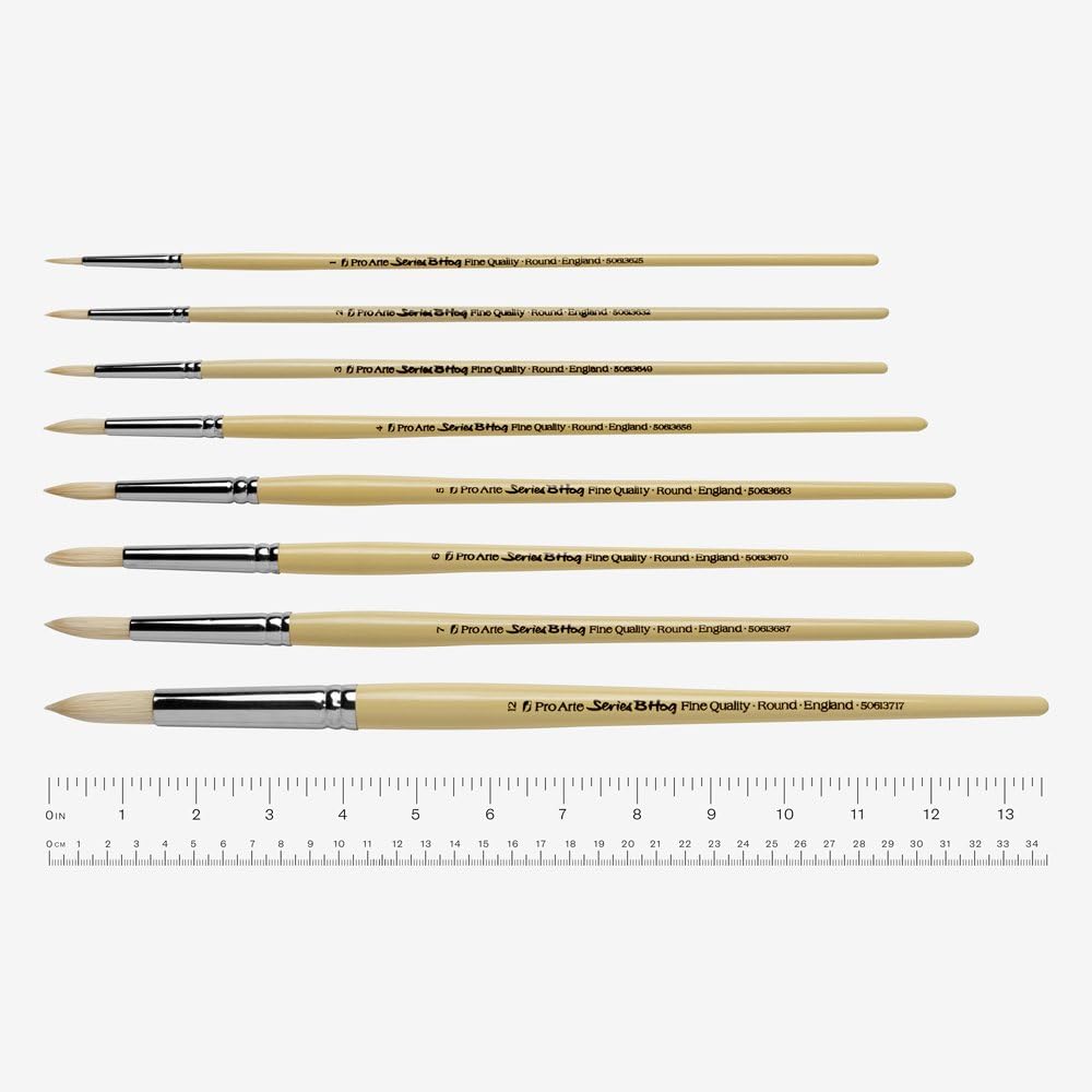 Pro Arte Series B Oil Painting Hog Brush Round Size 6 - Made in England