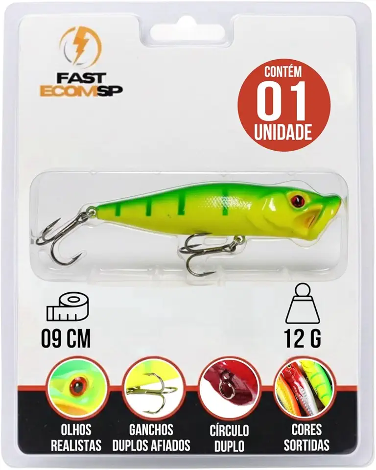 Isca Artificial Popper Importada Superficie Tucunaré Dourado