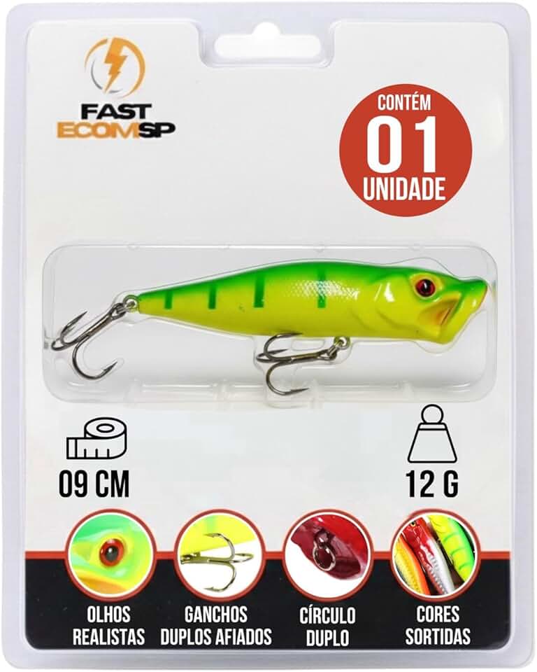 Isca Artificial Popper Importada Superficie Tucunaré Dourado