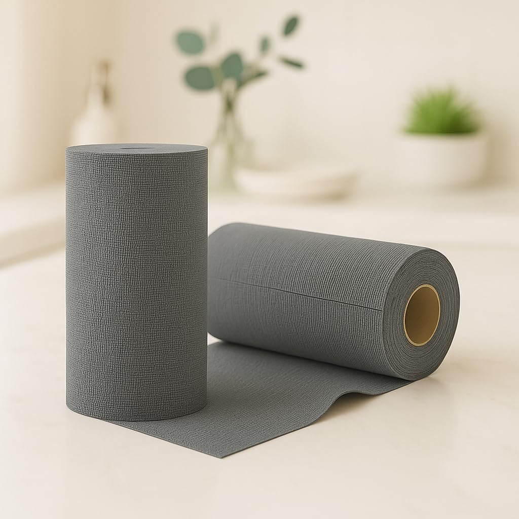 HOMEZE Microfiber Cleaning Cloth Roll – 30 Pre-Cut Sheets, 25 cm Each, 190 GSM, Tear-Away & Reusable Towels for Kitchen, Home, Car, and Multipurpose Cleaning