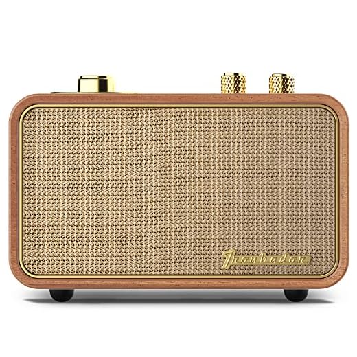 Bluetooth Radio, TRENBADER.COM Bluetooth Speaker with Radio, Portable Speaker for iPhone Samsung Huawei. Wooden Vintage Style, Customizable Christmas Souvenir for Indoor Home, 2500mAh, Mic