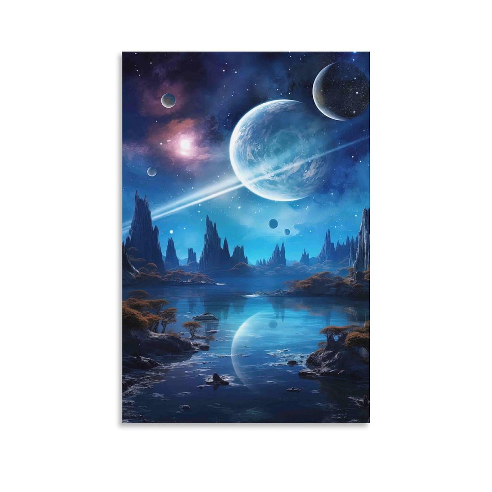 DHBANEIOK Fantasy Alien Landscape Poster Artwork Canvas Prints Picture Modern Canvas Wall Art Picture Wall Hanging for Office Gym Living Room Decor 08x12inch(20x30cm)