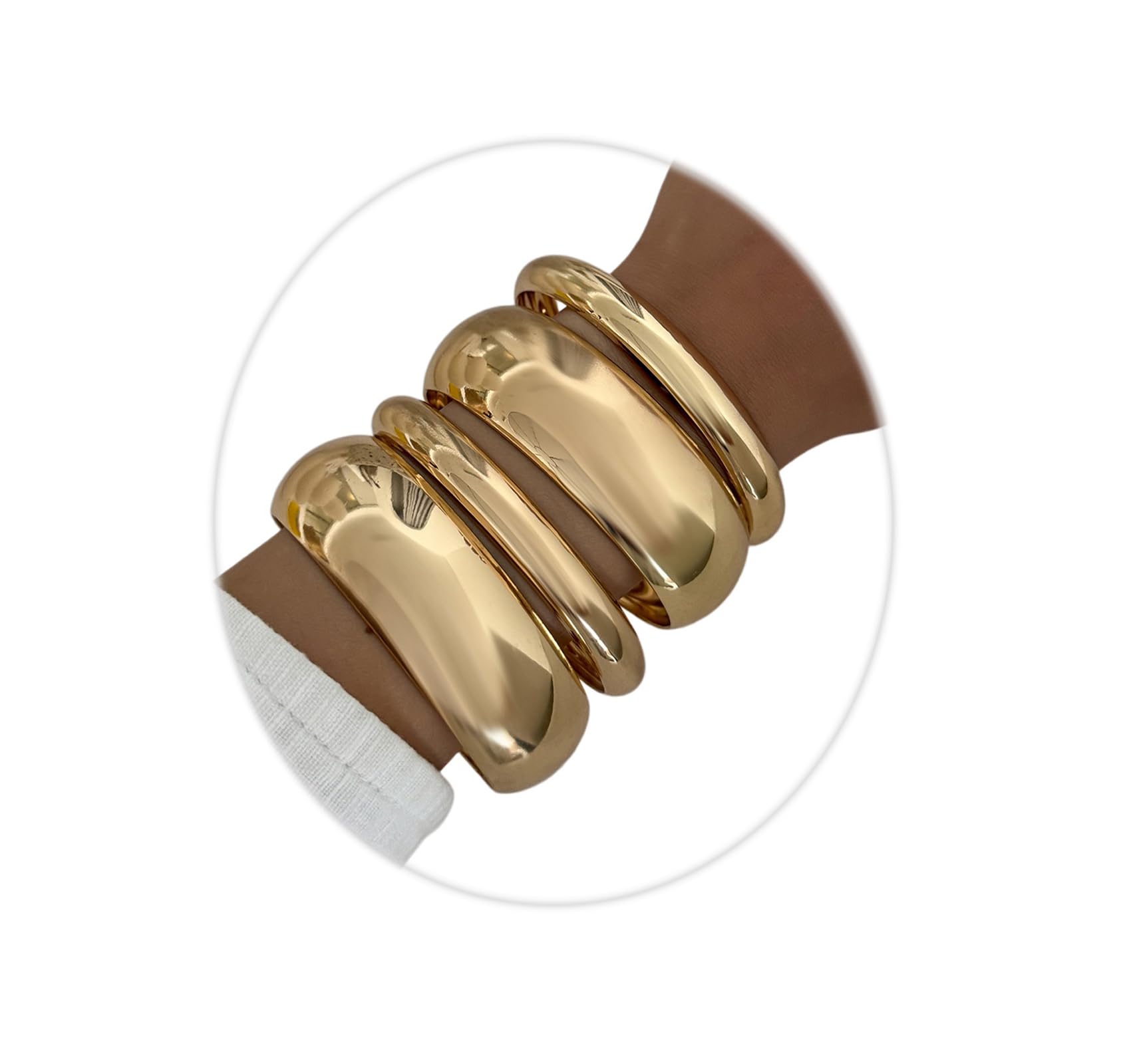 Gold Chunky Bangle Bracelets for Women Exaggerate Thick Wide Stackable Bracelet Set Trendy Shiny Silver Wrist Cuff Statement Big Bangle Minimalist Jewelry Accessories