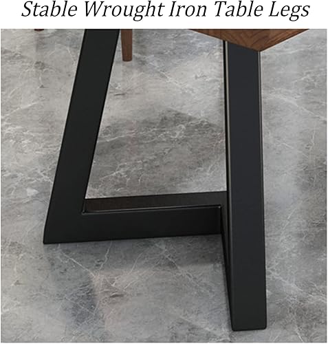 Miniatura 6 de HUAHUA Escritorio para computadora para el hogar, de madera maciza, escritorio y silla, grosor de escritorio de 2.0in, mesa de conferencia,