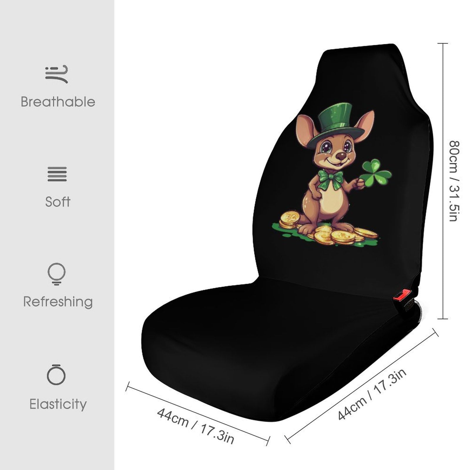 Kangarooes St Patrick's Day Car Seat Covers Universal Car Front Seats Protector Auto Interior Accessories 1PCS