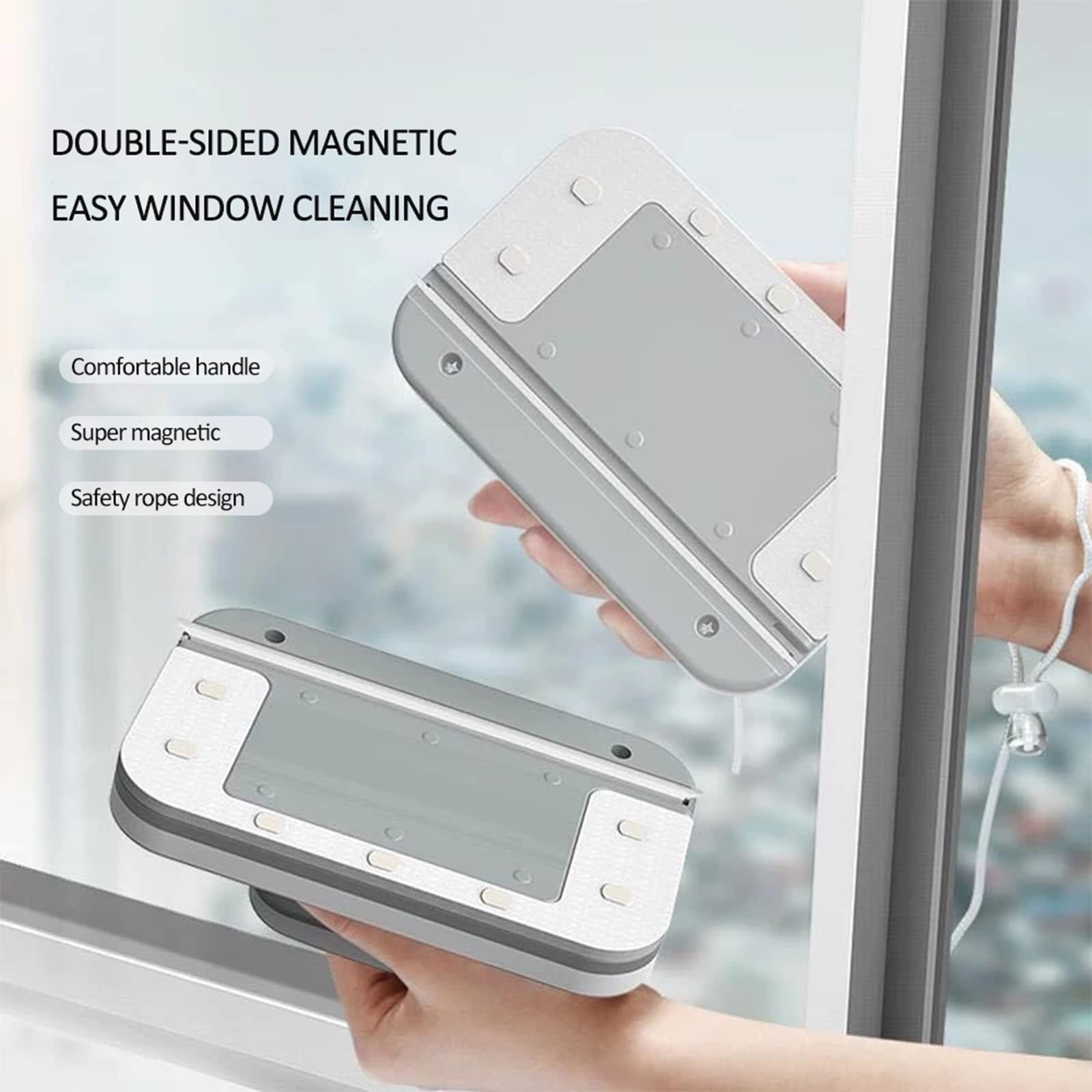 Limpiador De Ventanas Magnético, Limpiador De Ventanas Magnético, Limpiacristales De Doble Cara para Ventanas De Doble Acristalamiento De Espesor De 3-35 Mm
