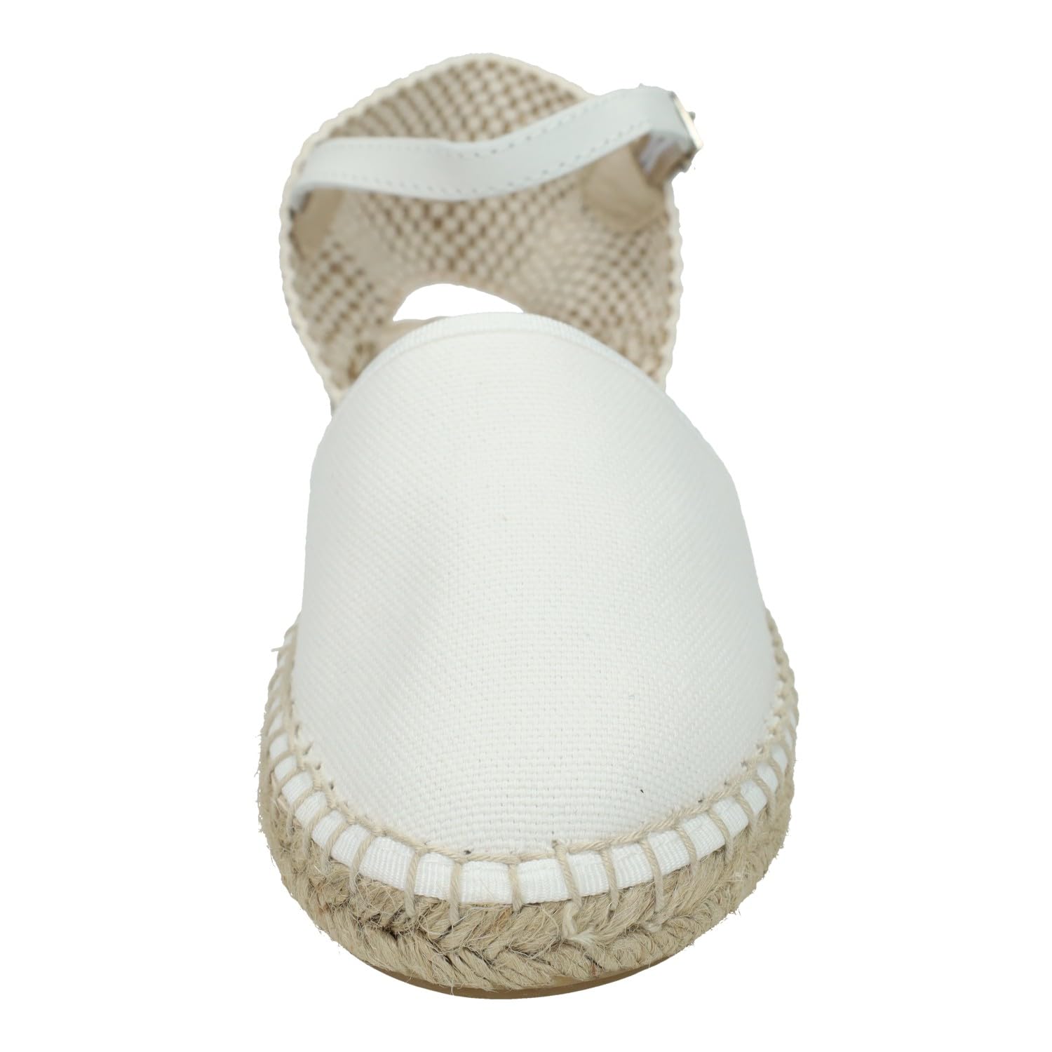 225 Esparteñas Blancas para niñas, esparteñas de comunión para Chicas, con Hebilla y Plantilla de Piel, Hechas en España NIÑA Zapato COMUNIÓN