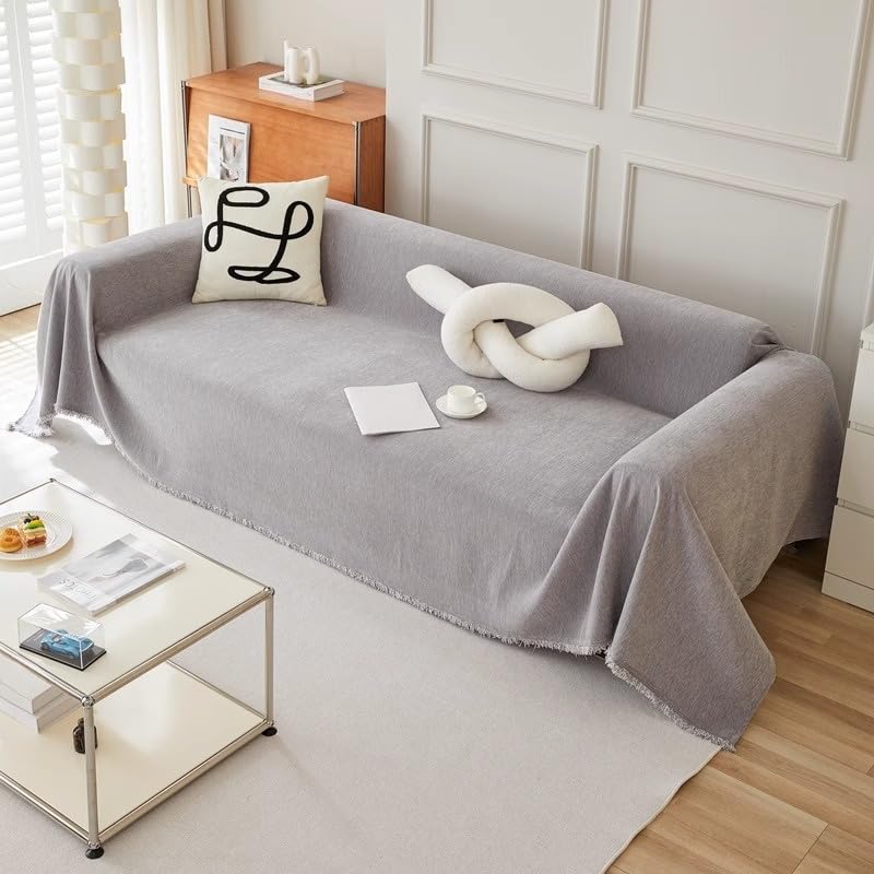 Housse de canapé d'angle en chenille pour moments en famille
