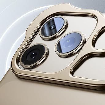 Case for iPhone 17 Pro Max/17 Pro/Air/17, Aluminum Alloy Shockproof Cover with Lens Protector Shell(Gold,17 Pro)