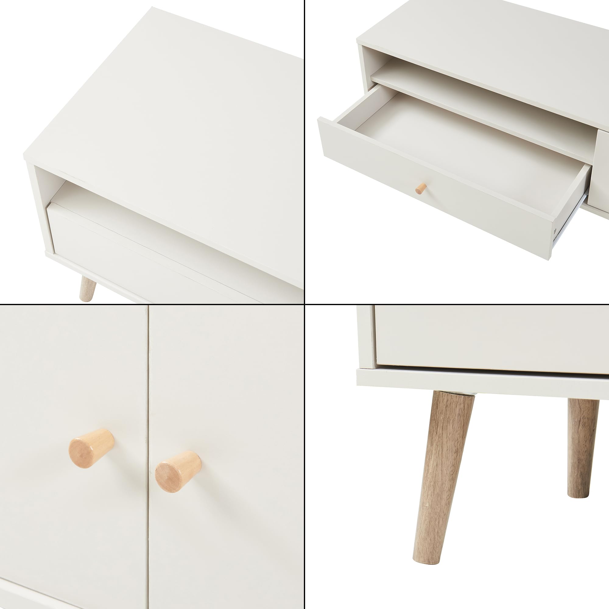 [en.casa] Mobile Porta TV con Cassetto Scomparto Aperto Vano Chiuso 2 Ante Mobile Basso di Archiviazione Stand Centro Multimediale per Soggiorno Salotto 150x39x45 cm - Grigio chiaro