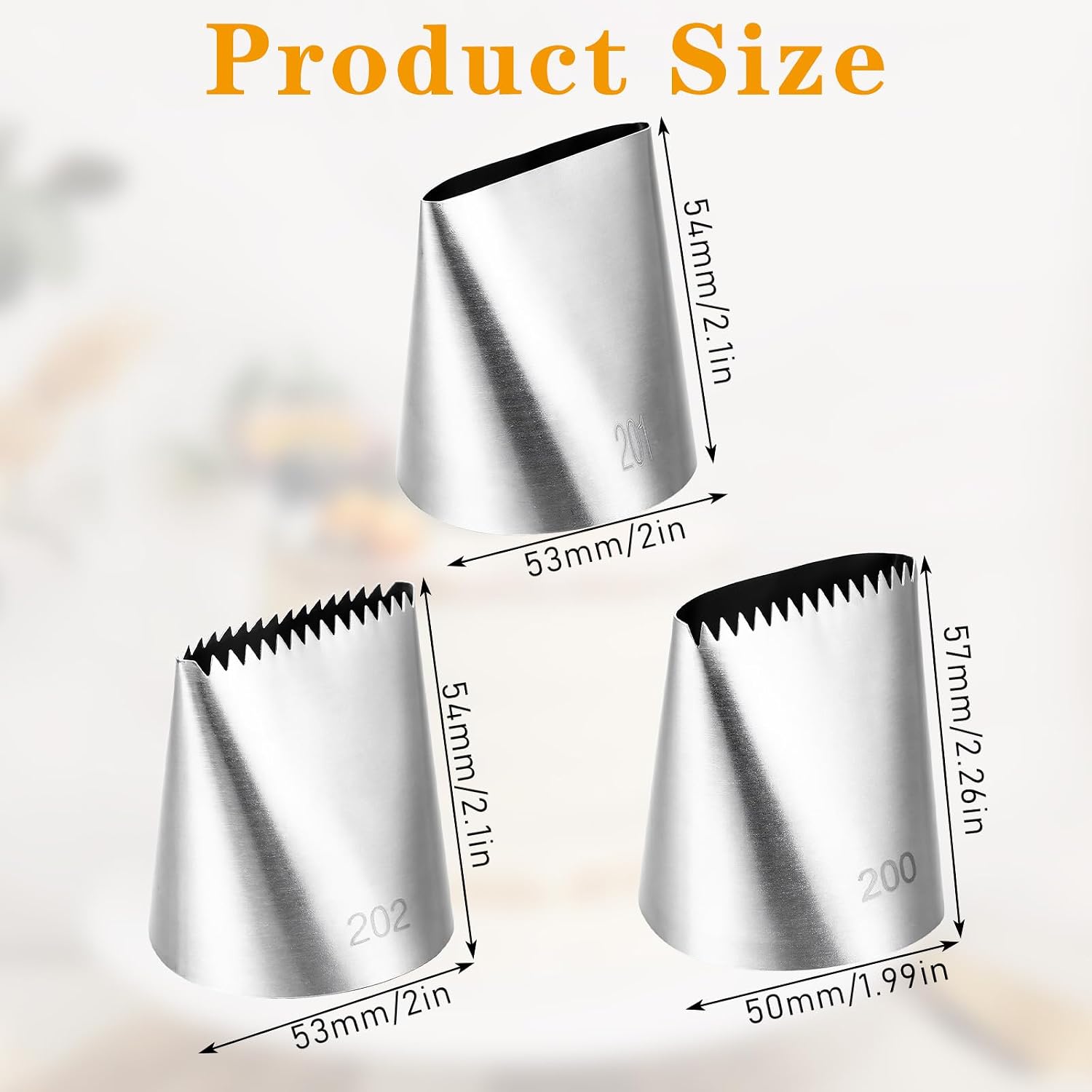 3Pcs Large Piping Tips for Cake Decorating, Stainless Steel Frosting Icing Nozzles, Pastry Fondant Baking Supplies Decorating Tools