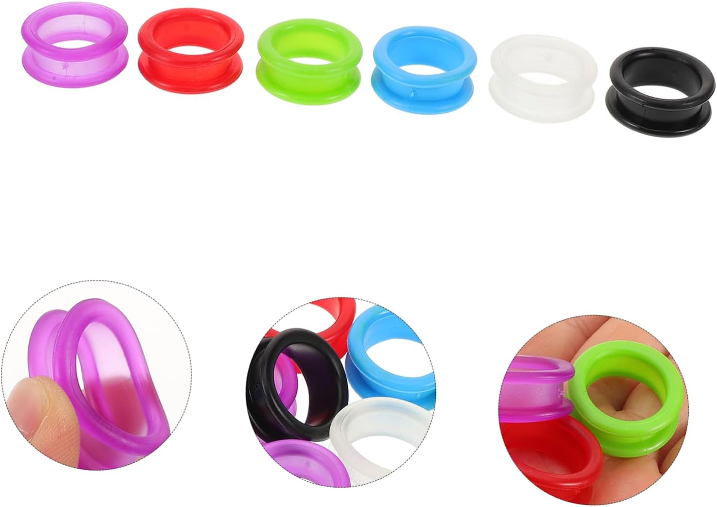 MERRYHAPY 12pcs Silicone Scissor Finger Ring Pet Grooming Scissors Barber Tools Hair Stylist Supplies Comfortable Shears Finger Ring Scissor Handheld Cover image 4