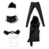 1/6 Scale Female Figure Clothes Outfits Fashion Sweatsuits Sweatpants Suit Casual Tracksuits for 12'' Female Soldier Figures Body Accessory, Black