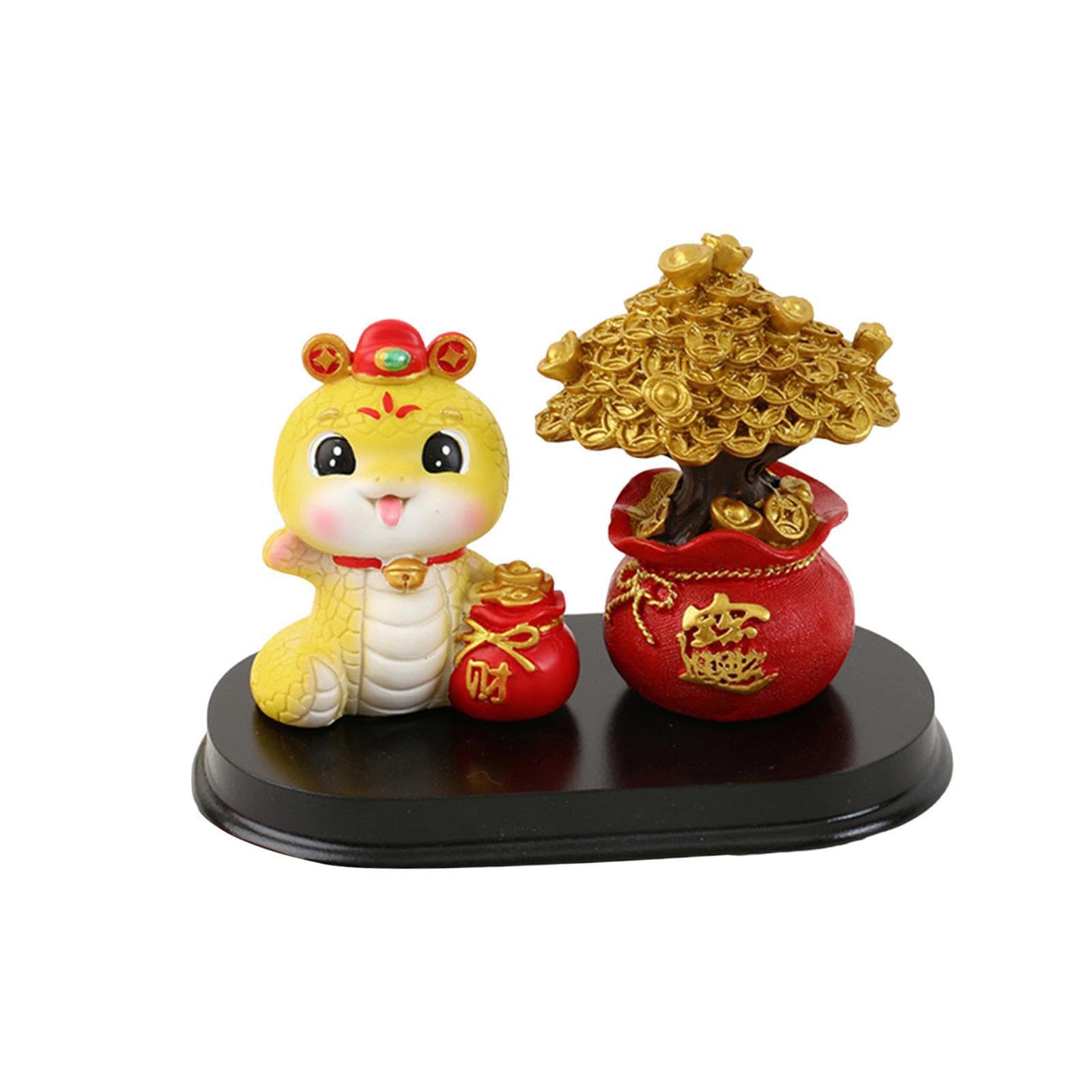 TWISAXC New Year Party Souvenir Gift Christmas Car Office for Creative Snake Figurine Table Decor Sculpture Fine Workmanship Sturdy, with Money Pouch