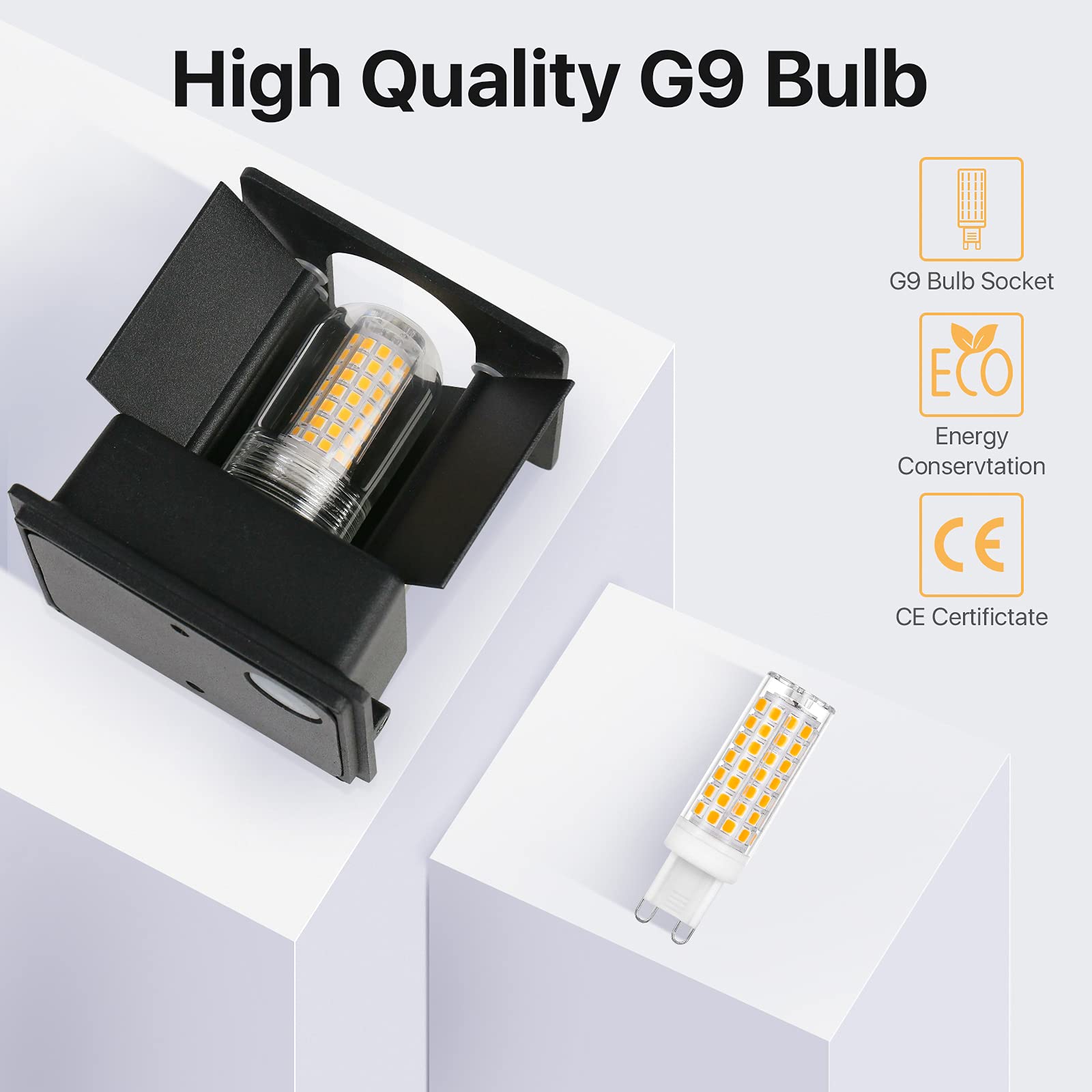 Lureshine 2 Stücke Wandlampe mit Austauschbarer G9 LED Lampe Warmweiß 3000K Aluminium LED Wandleuchte Innen|Aussen Einstellbarer Abstrahlwinkel Wandbeleuchtung für Schlafzimmer Badezimmer