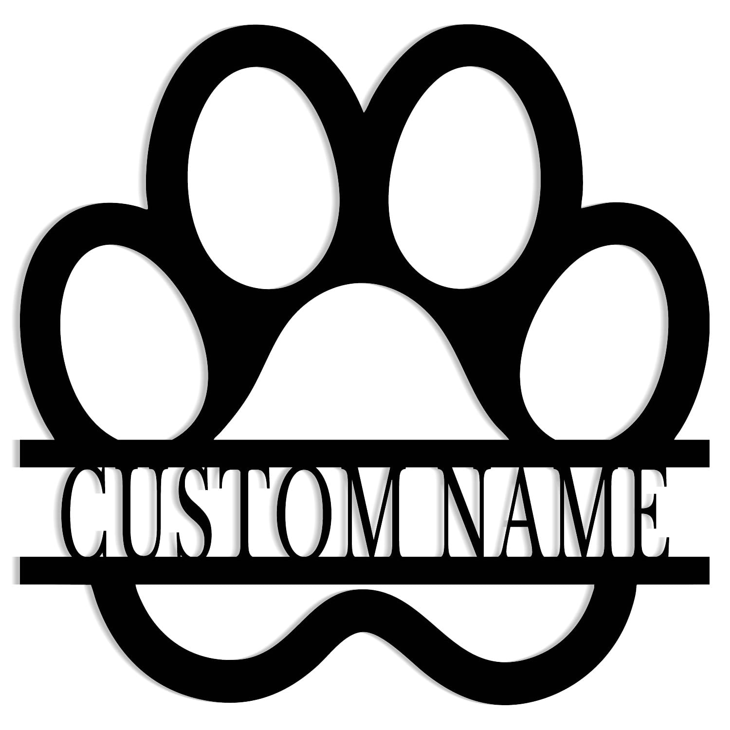 Catannya Style-6 Custom Name Pet Paw Metal Wall Art, Personalized Dog Cat Wall Decor, Memorial Gift For Dog Lovers, Custom Pet Name Metal Sign (Style-6)