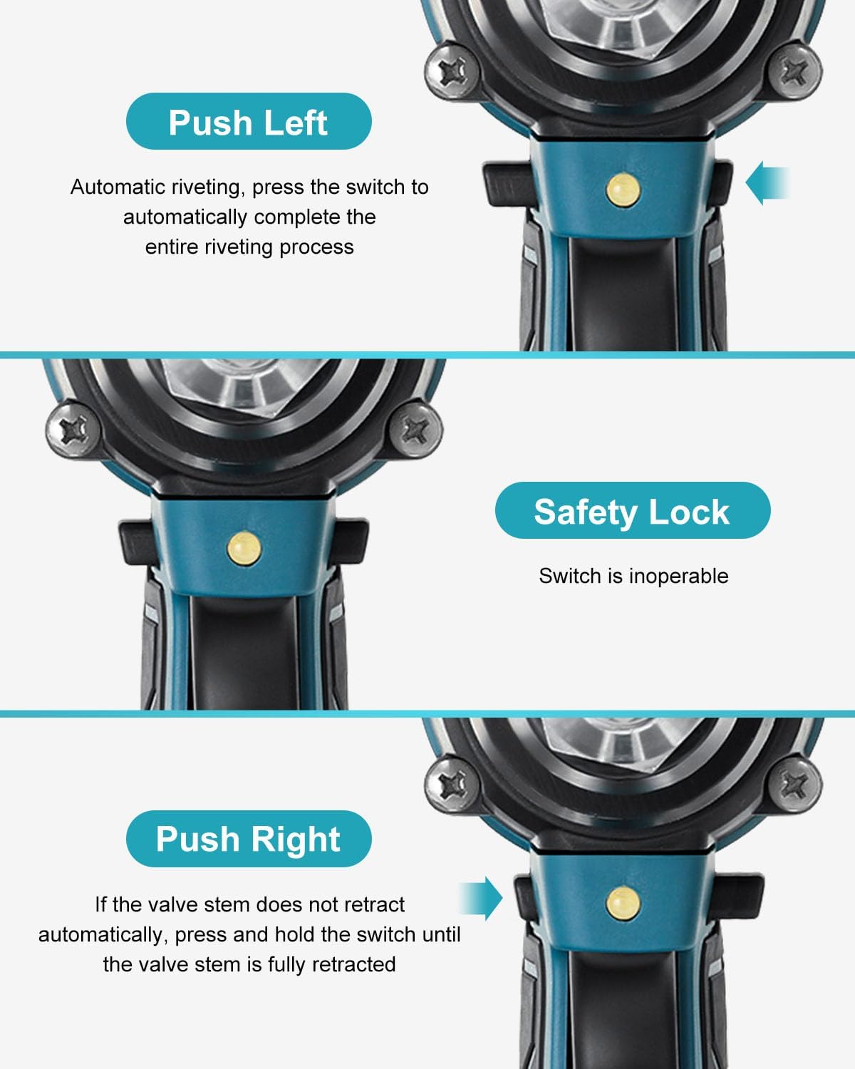 Cordless Rivet Gun with Charger and 2 Batteries, Electric Brushless Blind Rivet Tool Kit, Portable Rivet Gun for 1/8", 5/32", 3/16" Rivets