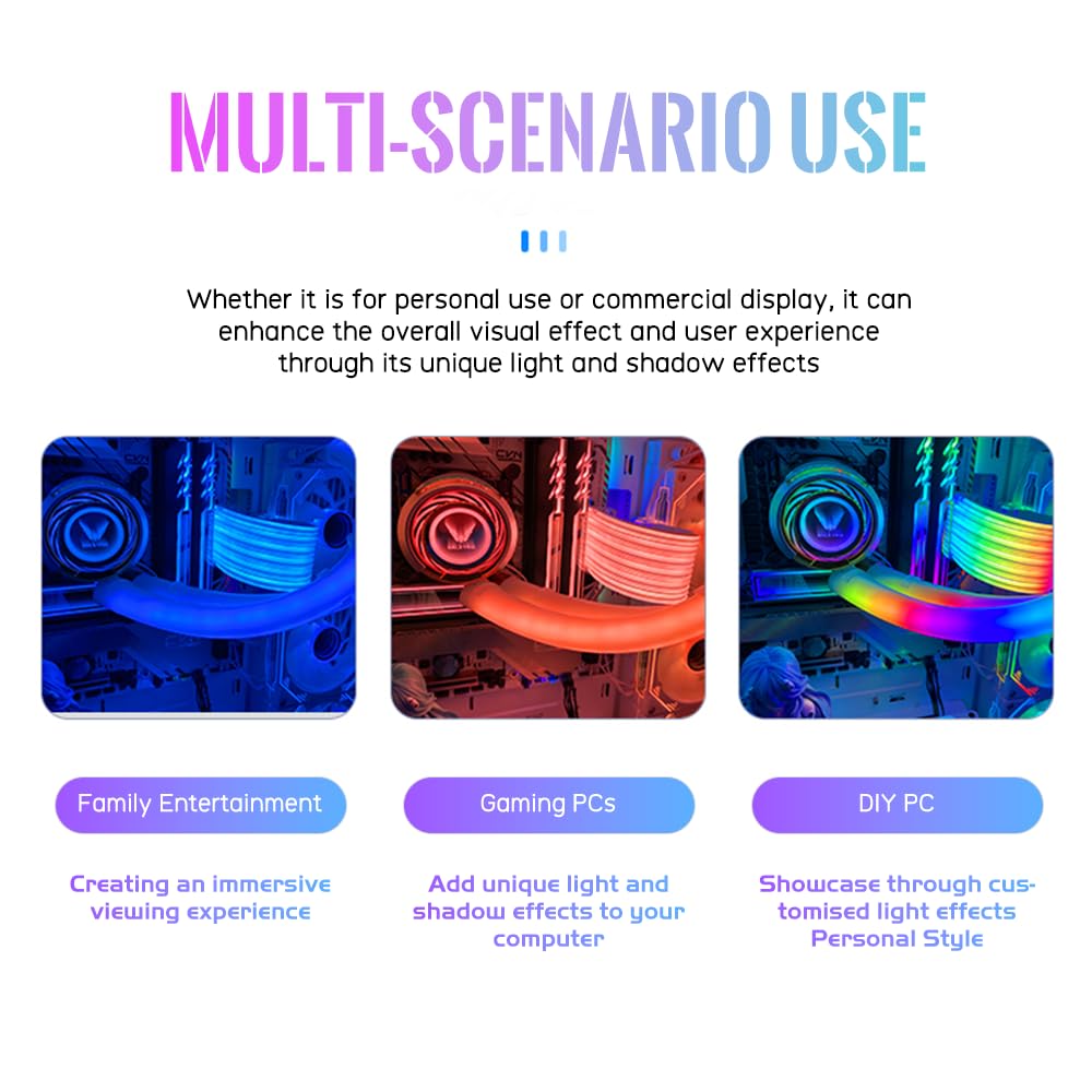 TZMRIT PC Cable Rgb, ARGB PSU Cable Cover Cable Extension, RGB Power Extension Cable Cover Kit for Motherboard and GPU PC Cable Parts Decoration (24PIN BK) - 4