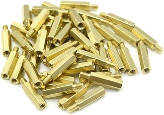 M2 x 10mm + 3mm Male to Female Thread Brass Hexagon Hex Standoff Spacer Pillars - (50 Pcs)