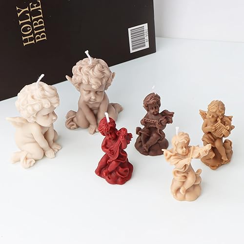 Miniatura 3 de 5 moldes de silicona para velas de estatua de ángel pequeño, moldes en forma de ángel de ala para velas de aromaterapia, molde de ángel alado 3D