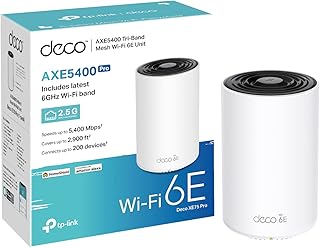 TP-Link Deco XE75 Pro AXE5400 Whole Home Tri-Band Mesh Wi-Fi 6E System, 1× 2.5 Gbps Port + 2× Gigabit Ports, AI-Driven Mesh, cover up to 2,900 ft2, Connect up to 200 devices, HomeShield, 8K, Pack of 1