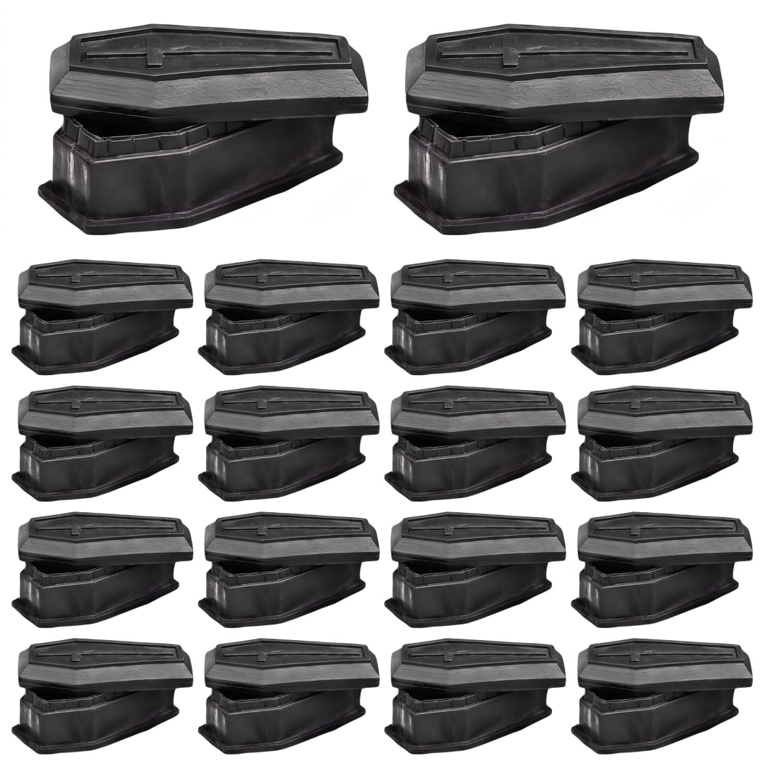 Tsawntd 18pcs Reusable Black Mini Coffin Halloween Boxes