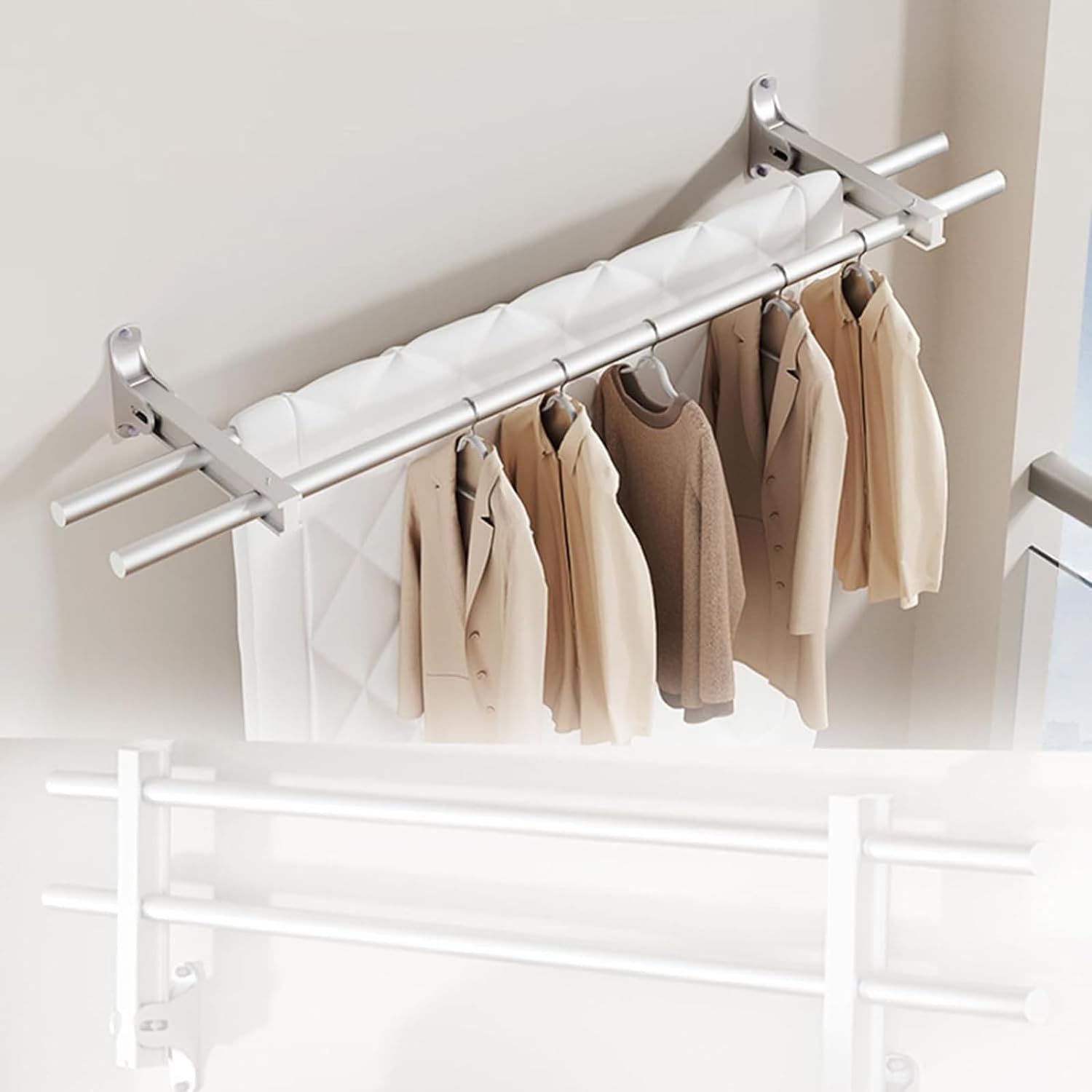 This Laundry Drying Rack - Foldable Wall-Mounted Aluminum Frame - Space-Saving Solution for Small Apartments
