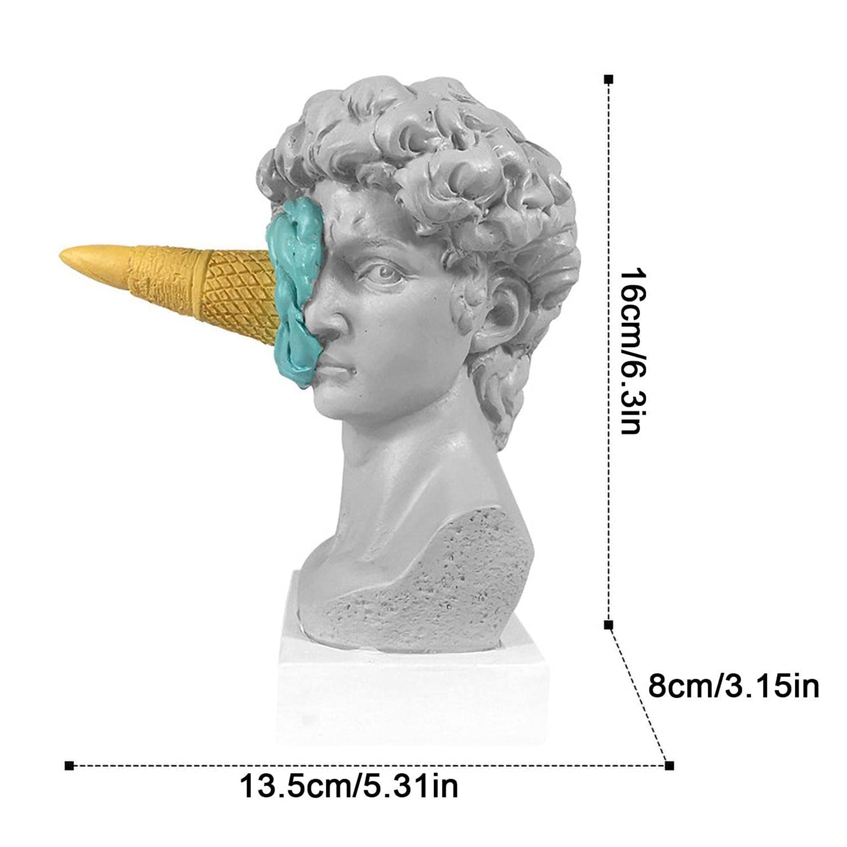PRATYAHARA Ice Cream Smashing David Statua Europea Moderno Semplice David Busto Statua Camera Da Letto Soggiorno Portico Desktop Decor A