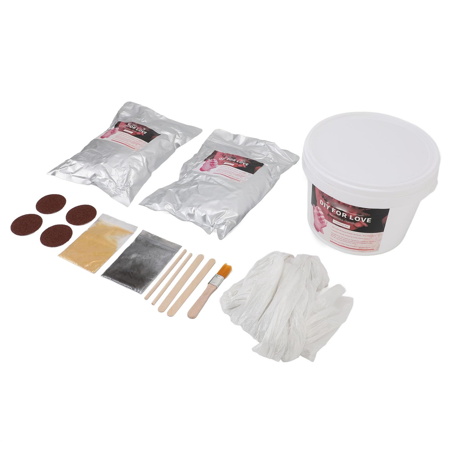 FILFEEL Kit per Fusione a Mano 3D per Coppie e Famiglie – Set per Modellare Polvere di Gesso con Polvere d'oro/argento, Carta Vetrata e Strumenti – Crea Ricordi Duraturi per Anniversari, Matrimoni,