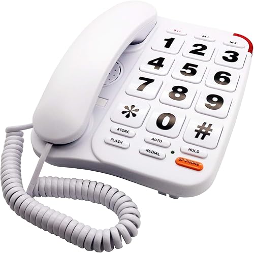 K-P046W Teléfonos amplificados para personas mayores con botones extra grandes Teléfonos Teléfonos fijos con cable para ancianos con altavoz alto