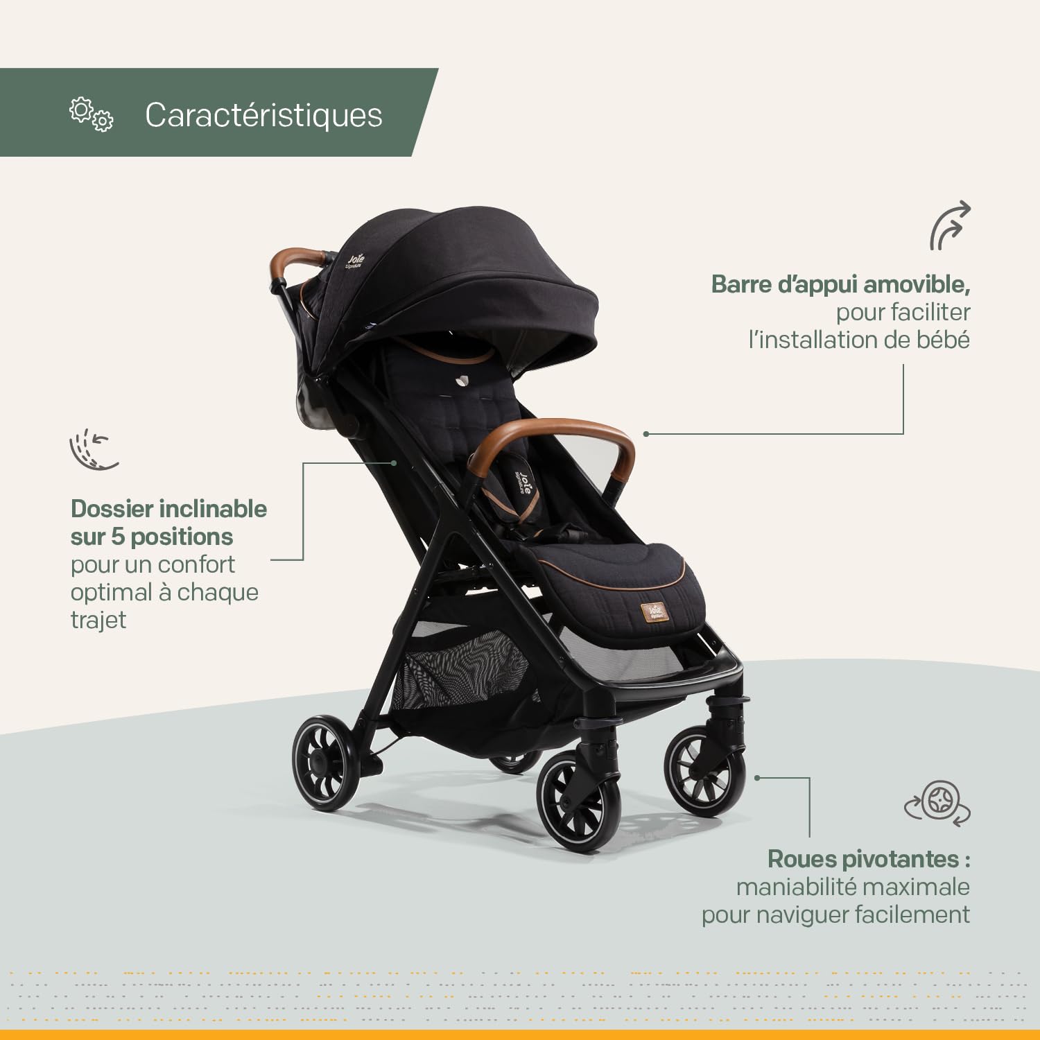 JOIE – PACK DUO – Poussette Parcel + Coque Sprint ISOFIX intégré pour installation sans base, dos route – Dès la Naissance - Eclipse