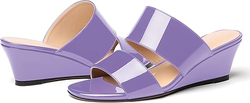 Miniatura 6 de WAYDERNS Sandalias de cuña de tacón bajo de dos piezas para mujer, con puntera abierta, de 2 pulgadas