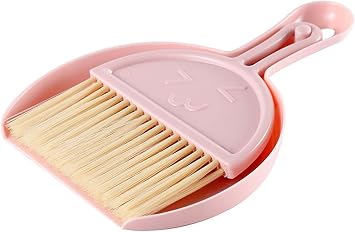 Small Broom and Dustpan Set for Home, Mini Clean Brush with Dust Pans Cute Hand Broom Brush Dust Pan with Hanger Hole, Small Cleaning Brush Set for Desktop Computer Table Keyboard pink-1pc