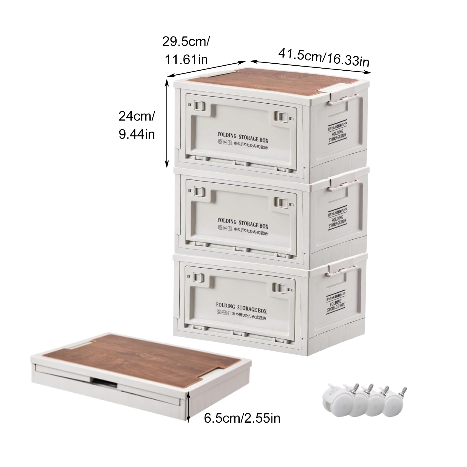 30 L Aufbewahrungsbox,Staubdichte Campingbox,Verschiedene Faltbare Aufbewahrungsboxen mit Griff und Rädern,für den Kofferraum,Aufbewahrungs- und Organisationsboxen für das Auto beim Camping (3)