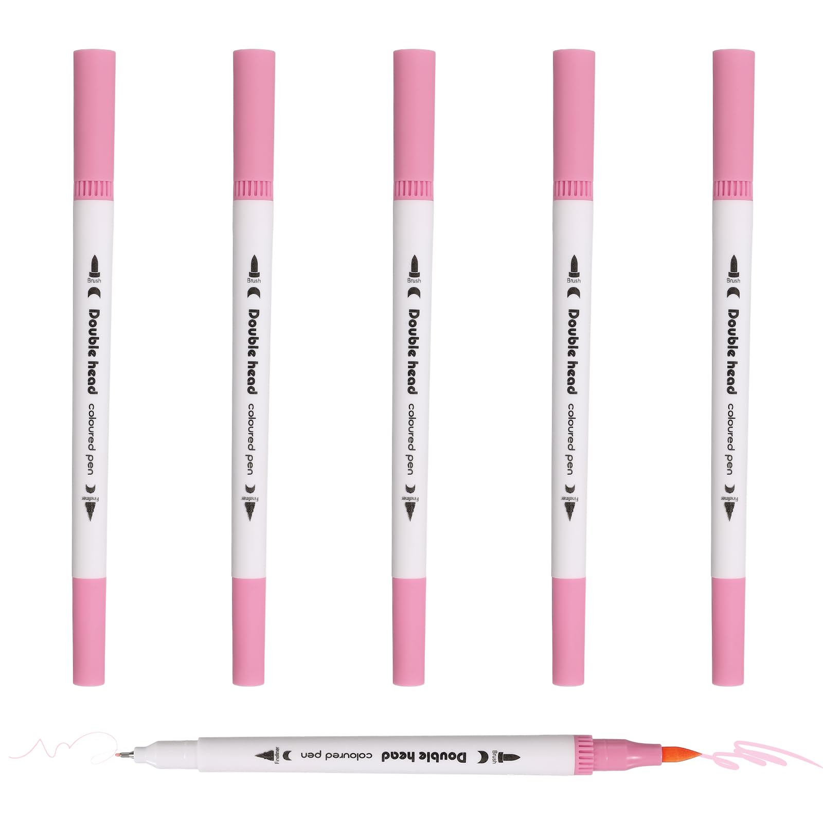 PATIKIL 6Pack Dual Brush Markers, Neon Pink Watercolor Fine and Brush Tips Pens Colored Marker Calligraphy Coloring Art Supplies Set for Coloring Book Illustration Sketching Journaling
