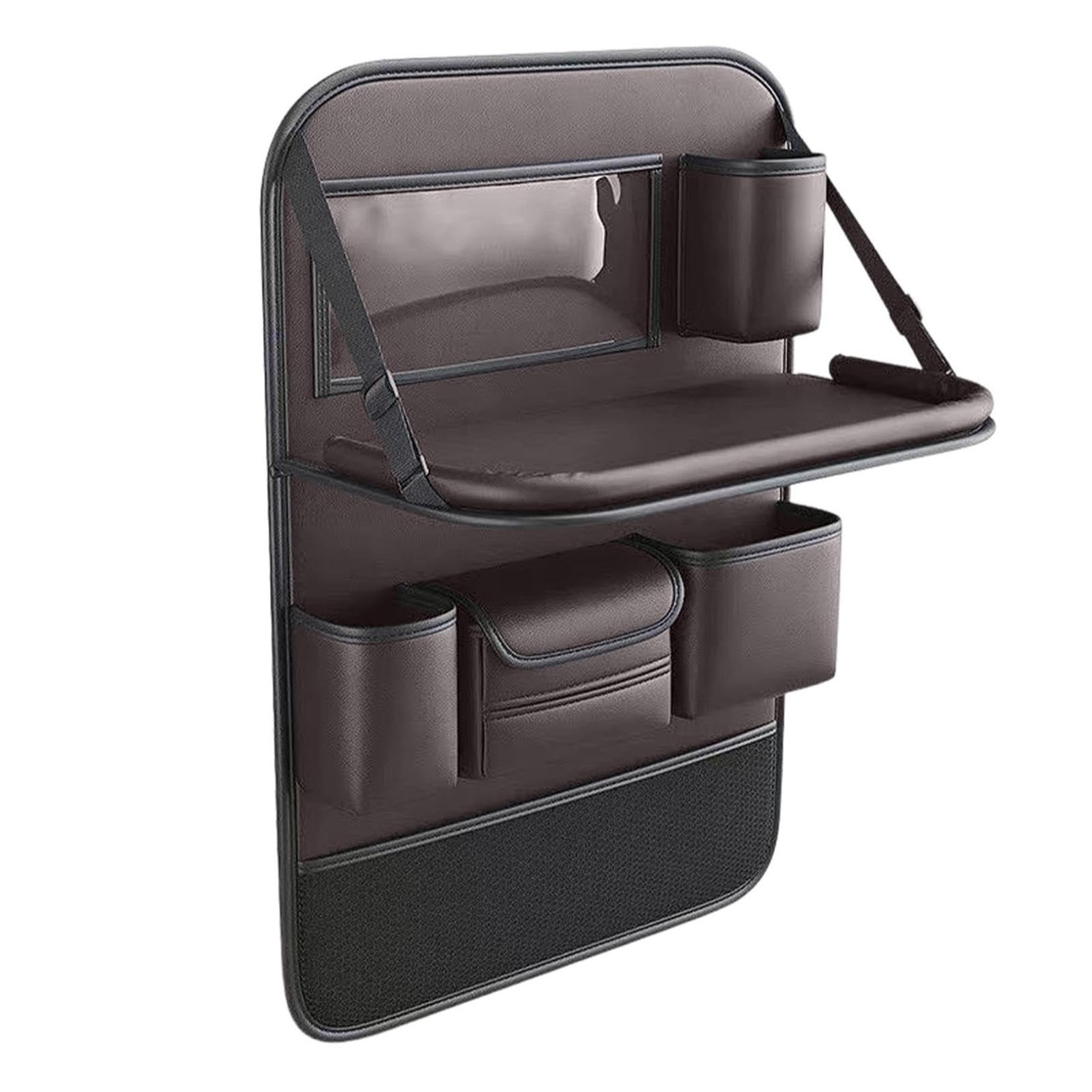 Car Seat Tray, Foldable Back Seat Organiser, Brown