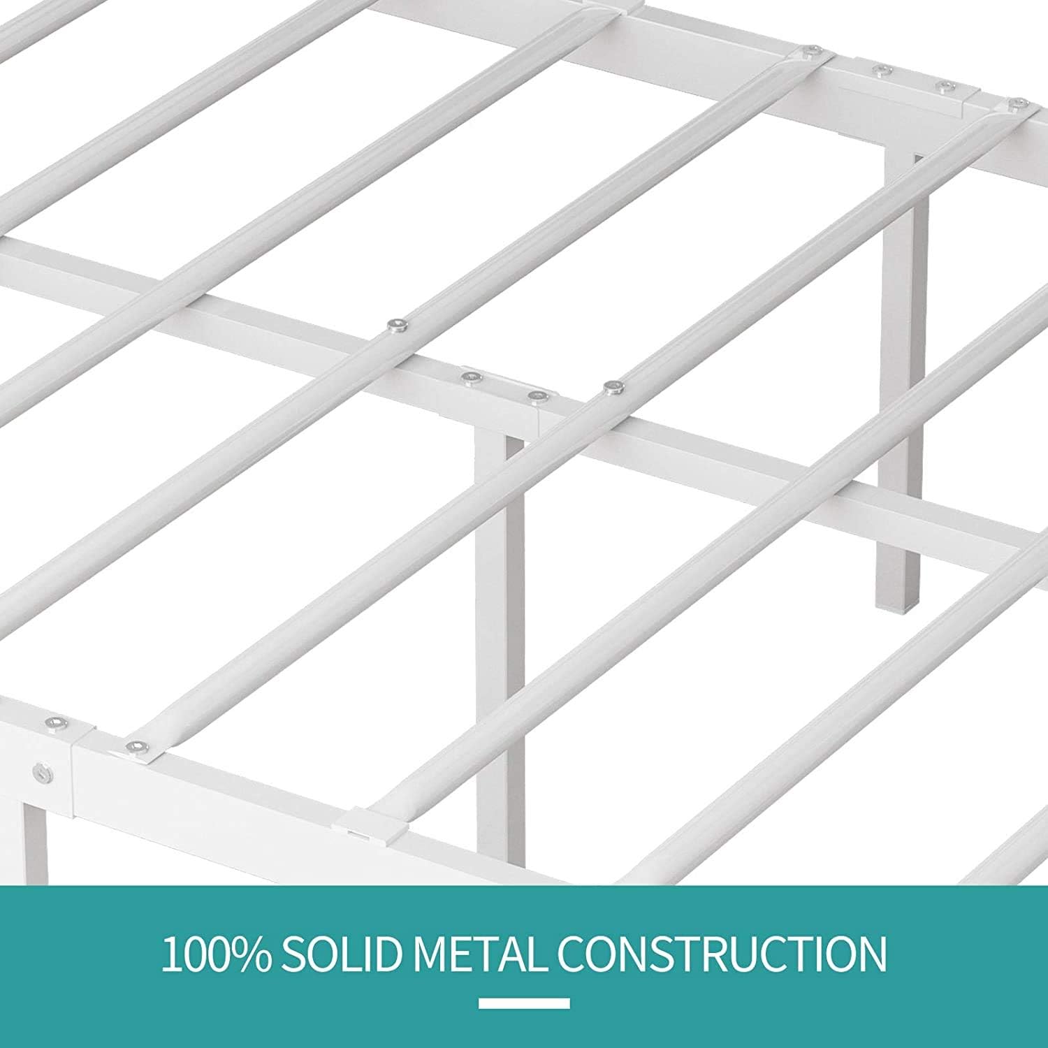 mecor Twin Curved Metal Bed Frame / Platform Bed for Kids Girls Boys with Steel Headboard Footboard / Mattress Foundation / No Box Spring Needed - White, Twin Size