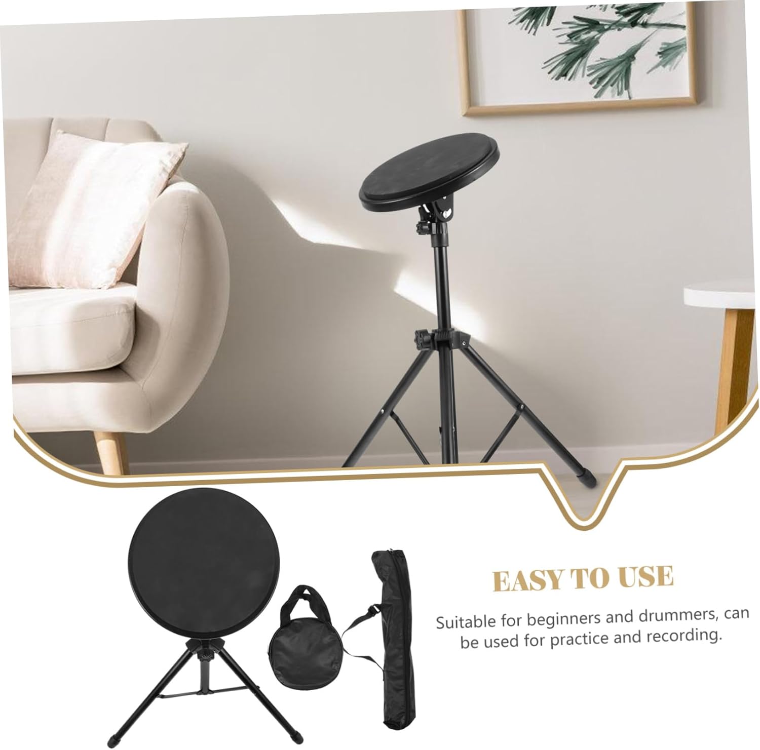 BESPORTBLE 1set Silent Drum Pad Practice Kit Stand Drum Practice Pad for Beginners for Apartment Use