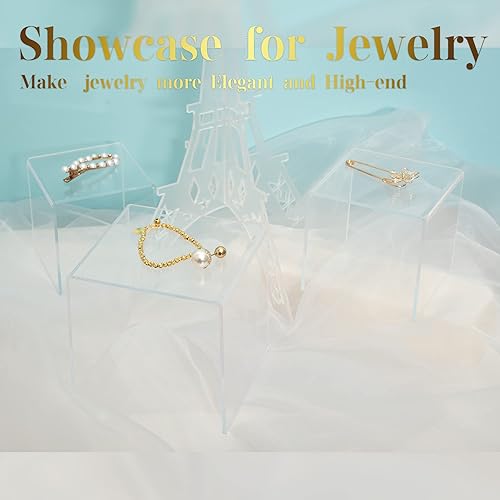 Vista 5 de ihomecooker Soporte de exhibición cuadrado Acylic Riser para cupcakes, artes y manualidades (transparente, 8P-4INCH)