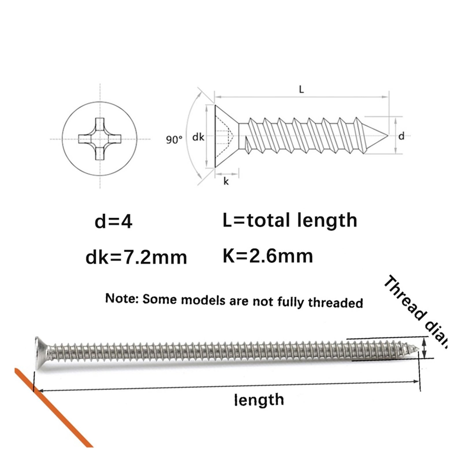 Tornillos autorroscantes for cubierta de acero inoxidable 304 | 80-200 mm for valla de terraza de madera dura: 10 tornillos autorroscantes de acero inoxidable for cubierta(180mm)