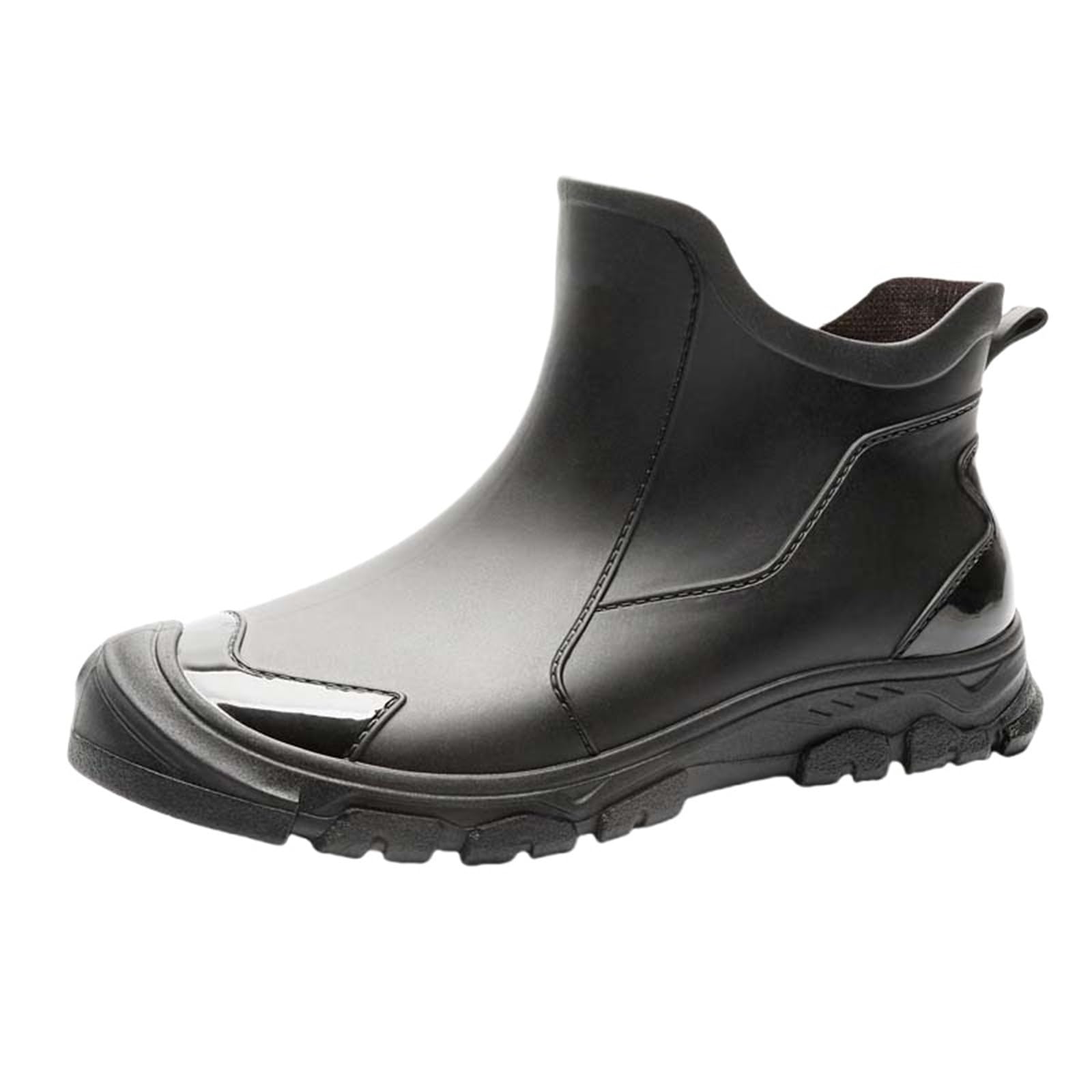 Generisch Scarpe in gomma impermeabili da uomo, stivaletti in pelle, estivi, per giornate di pioggia, da pesca, stivali alla caviglia, antiscivolo, da giardino, traspiranti, in tinta unita, per il
