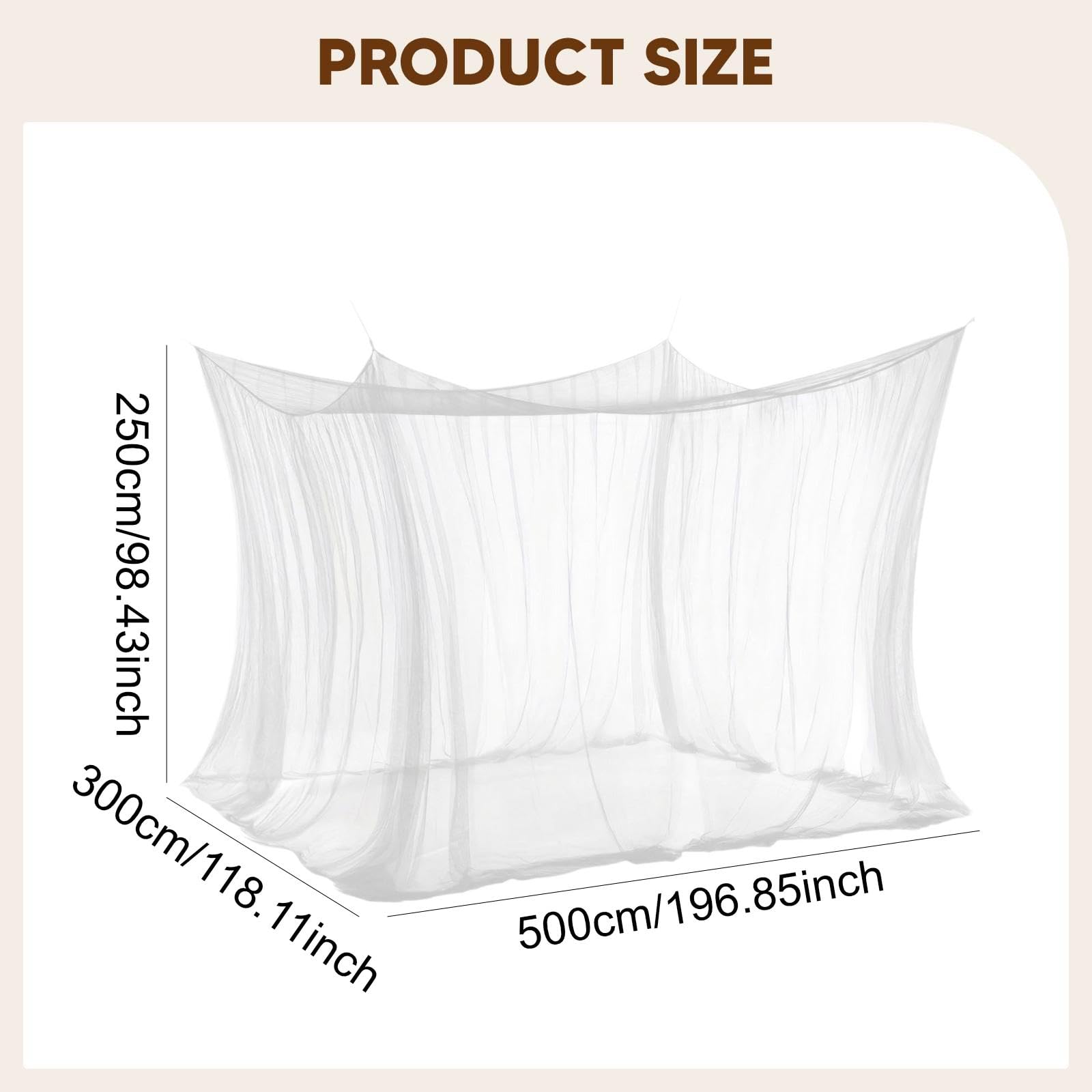 Moustiquaire pour Terrasse et Camping, Rideau en Polyester, Tissu Doux, Installation Rapide avec Corde, Idéale pour Les Pique-niques, AUT, 300 X 500 X 250 Cm