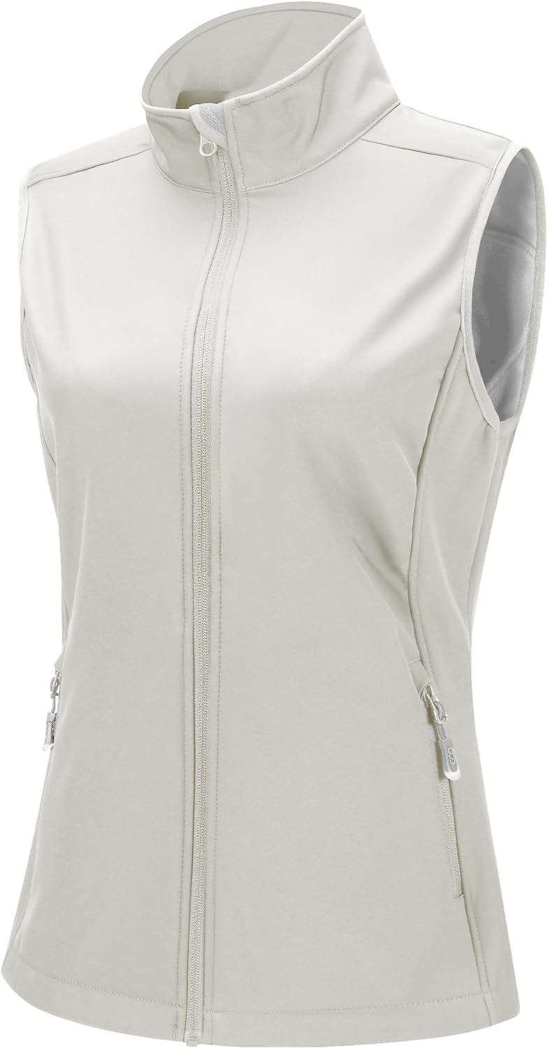 33,000ft Women's Running Vest Fleece Lined Zip Up Windproof Lightweight Softshell Vests Outerwear for Golf Hiking Sports