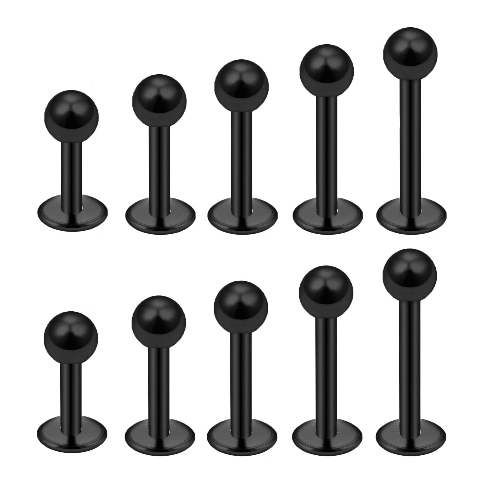 Besyvvin Lip Bars Labret Studs 16G Stainless Steel Plastic Flat Back Helix Tragus Cartilage Earring Stud 4-12MM Monroe Medusa Piercing Jewellery Silver Gold — view 12