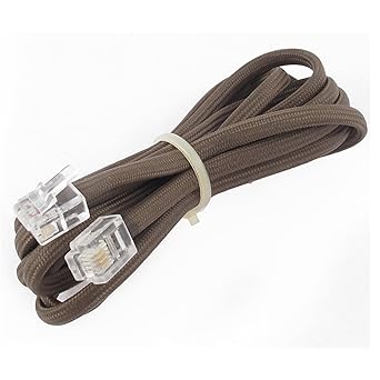 UBERSWEET 4.9Ft Length 6P4C RJ11 Male to Male Telephone Extension Fax Modem Cable Line Brown