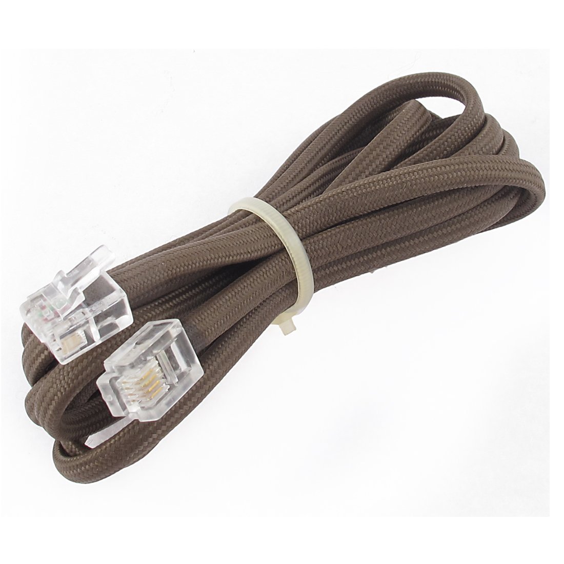4.9Ft Length 6P4C RJ11 Male to Male Telephone Extension Fax Modem Cable Line Brown-image-43