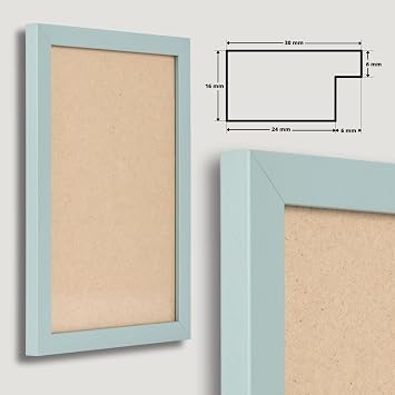 N°2' Picture Frame 18 x 22 cm Handmade Made to Measure Grey Blue MDF Wood Design Collage Frame with Artificial Glass and Metal Hanger (Landscape and Portrait)