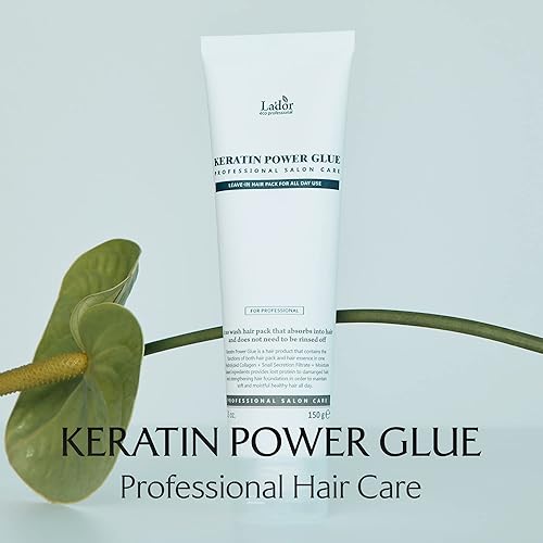Miniatura 2 de LADOR Keratin Power Glue - Acondicionador sin enjuague, máscara de tratamiento para el cabello, protector del calor, brillo brillante, caracol,