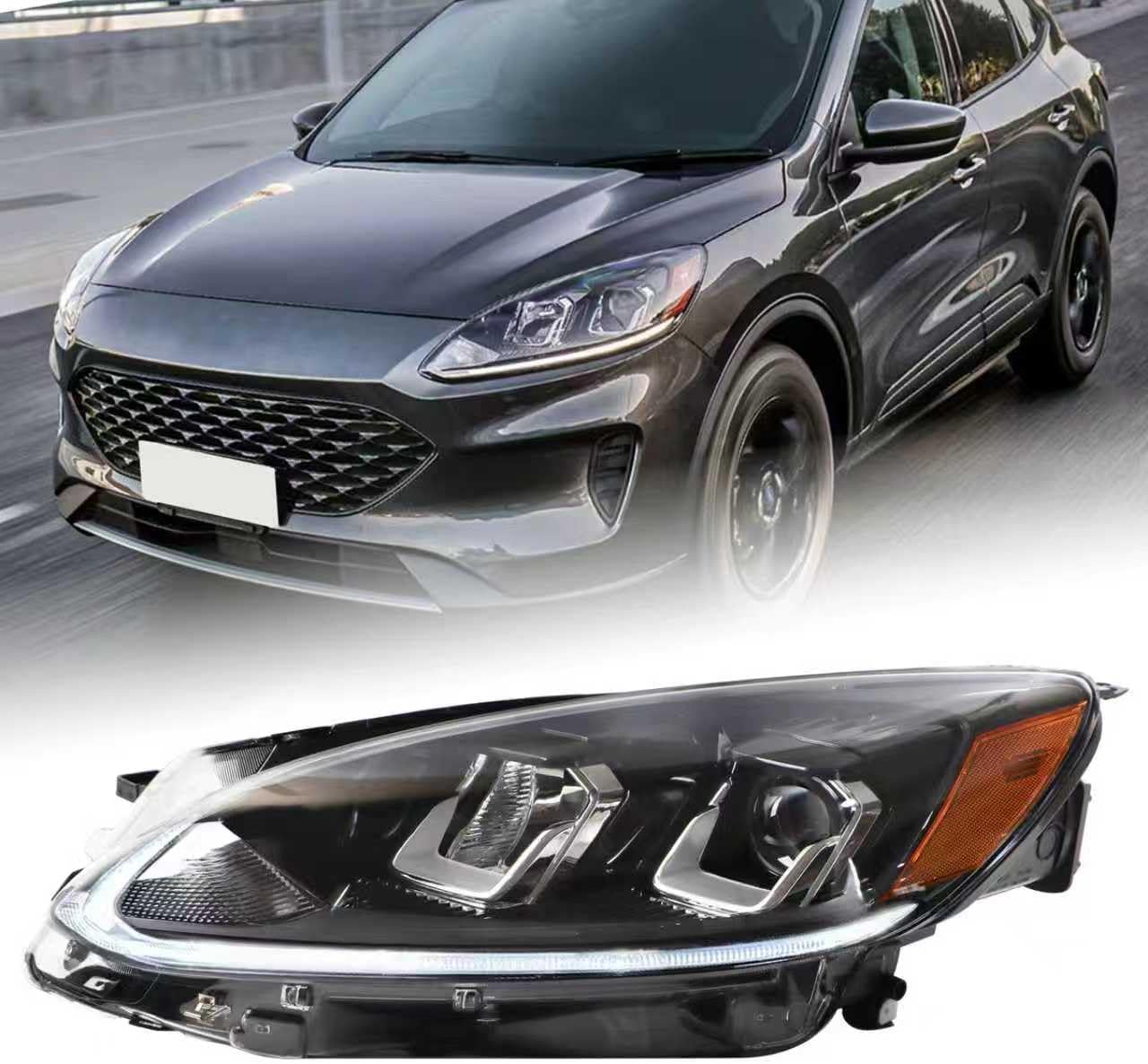 Duolctrams Left Headlight Assembly with DRL for 2020–2022 Ford Escape (with Bulb)