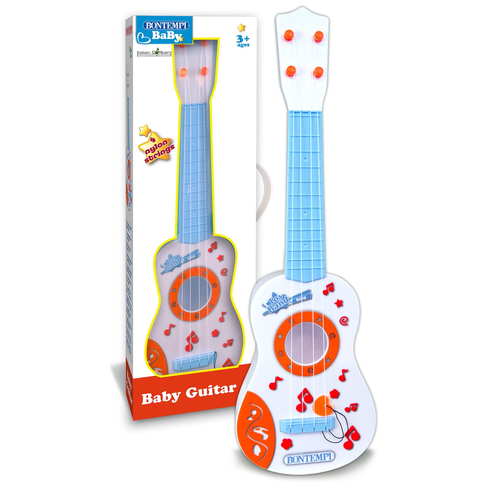Bontempi | BabyUke - Ukulele Baby con 4 Corde in Nylon per I più Piccoli Esploratori Musicali, 155x65x530 mm